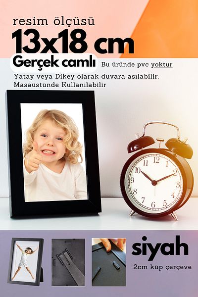 CreaWitch 20mm Cube Frame - 13X18 cm Glass Photo Picture Frame with Stand and Hanging or Wall