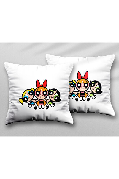ART HEDİYE غطاء وسادة قابل للغسل من Powerpuff Girls مكون من قطعتين مطبوعين عل...