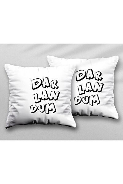 ART HEDİYE Narrow Lan Dum Two Pcs Two Side Printed Washable Cushion Throw Pil...