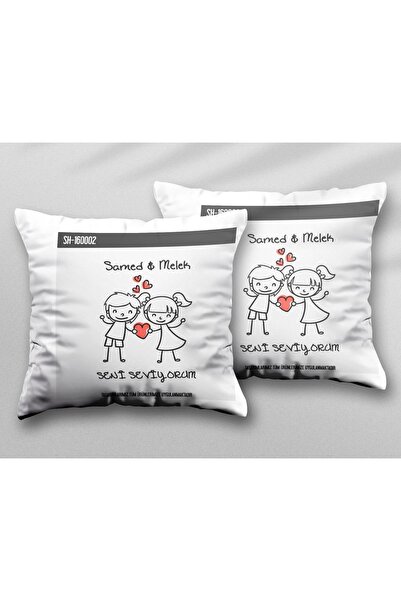 ART HEDİYE I Love You Valentine's Day Two Pcs Two Side Printed Washable Pillo...