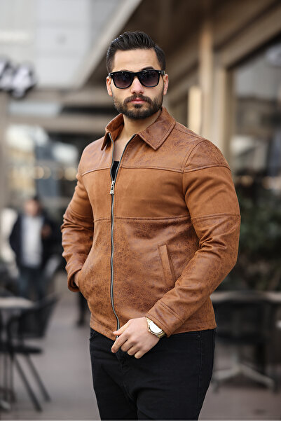 gm giyimarket Велурено мъжко кожено яке