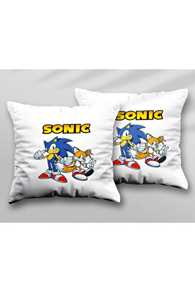 ART HEDİYE Sonic Character LetteringIi Două bucăți două fețe imprimate pernă ...