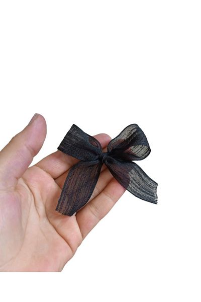 LAYLAEVENTS Linen Ribbon Ready Bow - Black - 40 Pieces