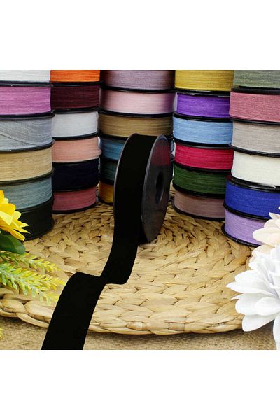 LAYLAEVENTS Linen Ribbon Ready Bow - Black - 40 Pieces