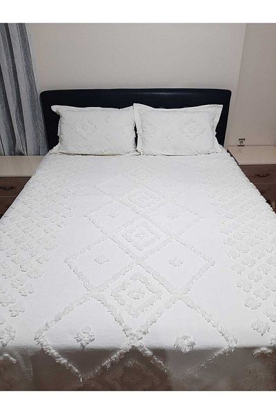 Pınarçeyiz Tasseled Pompom Pique Double Set 3 Pieces