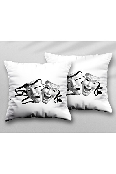 ART HEDİYE قناع سينما المسرح قطعتين من غطاء وسادة قابل للغسل مطبوع على الجانبين