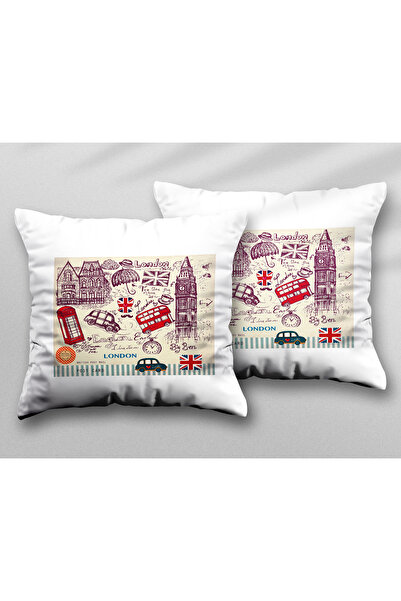 ART HEDİYE London Theme England Două bucăți două fețe imprimate pernă lavabil...