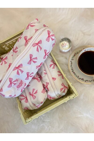 girlsybags Pembe Kurdeleli Tek Gözlü Kalemlik Yıkanabilir Fermuarlı Okul Kalem Kutusu Coquette Kalemlik