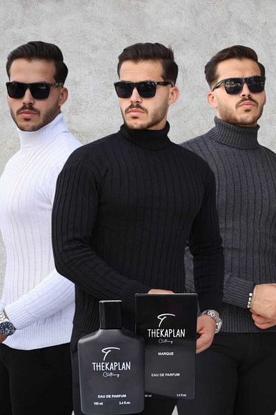 Gameyal Unisex 3-Piece Perfume Gift Knitwear Sweater - Thick Sweater with Turtleneck and Turtleneck