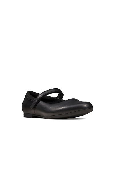 CLARKS Scala Dawn Y Black Leather SHOES TEEN GIRLS