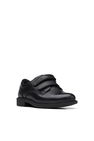 CLARKS Scala Pace K Black Leather SHOES JUNIOR BOYS