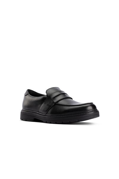 CLARKS Loxham Craft Y Black Leather SHOES TEEN BOYS