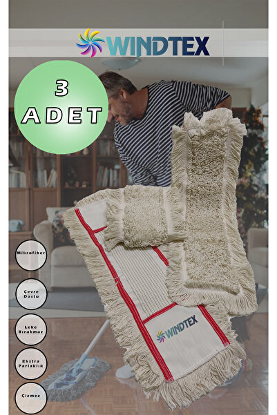 Genel Markalar 3'lü Uzun Mop Bezi 60 Cm Beyaz, Yedek Temizlik Ürünü