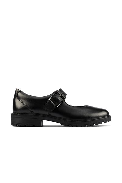 CLARKS Loxham Walk Y Black Leather SHOES TEEN GIRLS