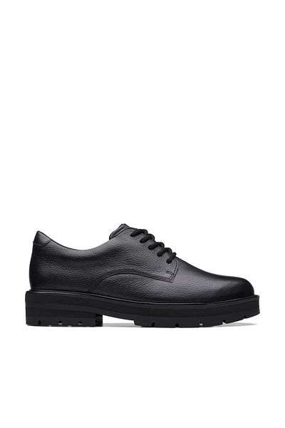 CLARKS Prague Lace Y. Black Leather SHOES TEEN GIRLS