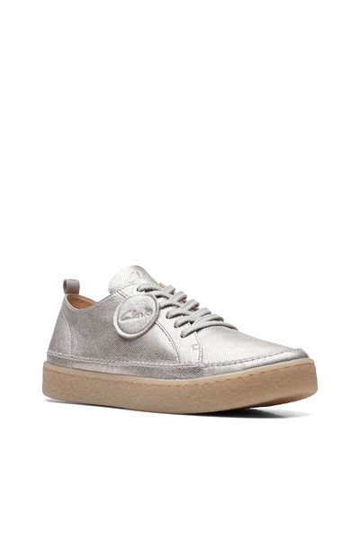 CLARKS Barleigh Lace Silver Metallic CASUAL WOMEN SHOES