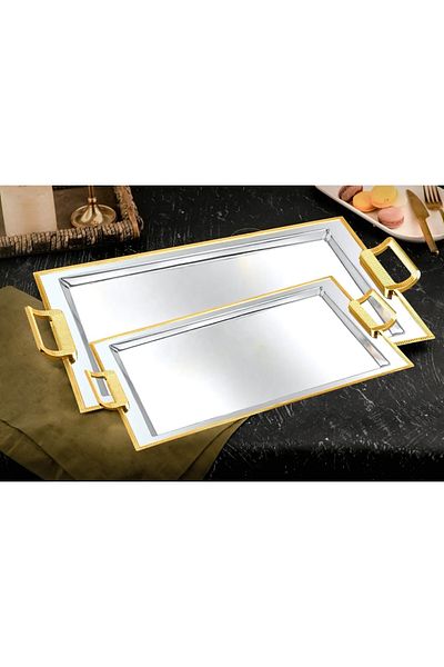 ÖzSa Home Tiamo Mios 2-Piece Catering Tea and Coffee Tray 18/10 Stainless Steel