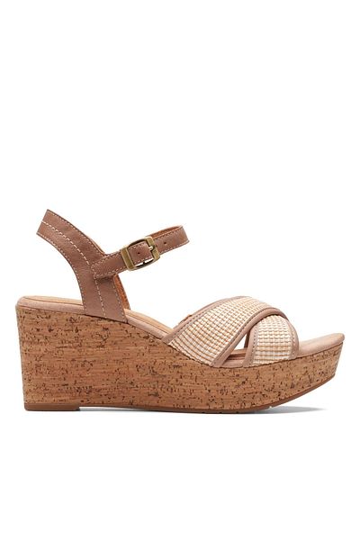 CLARKS Elleri Plum Praline Leather CASUAL WOMEN SANDALS