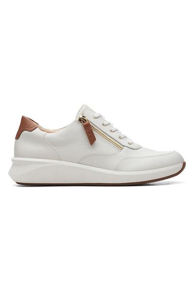 CLARKS Un Rio Zip White Leather CASUAL WOMEN SHOES