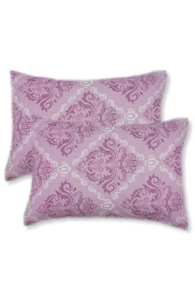 selma tekstil Purple Patterned Decorative 50/70 Pillowcases [Cotton] 2 Pieces
