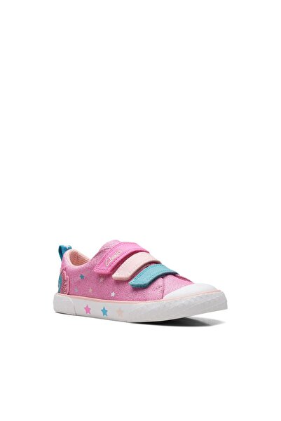 CLARKS Foxing Play K. Pink Canvas SHOES JUNIOR GIRLS