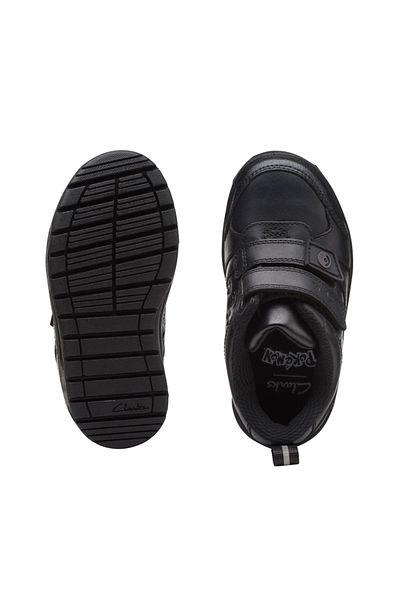 CLARKS Palmer Mist K Black Leather SHOES JUNIOR BOYS