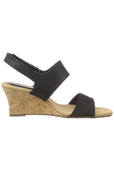 CLARKS Kyarra Faye Black Leather CASUAL WOMEN SANDALS