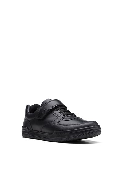 CLARKS Fawn Lay O Black Leather SHOES JUNIOR BOYS