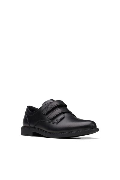 CLARKS Scala Pace O Black Leather SHOES JUNIOR BOYS