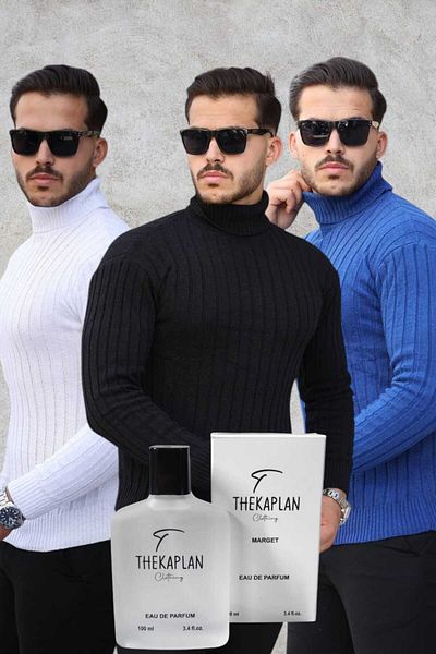 Gameyal Unisex 3-Piece Perfume Gift Knitwear Sweater - Thick Sweater with Turtleneck and Turtleneck