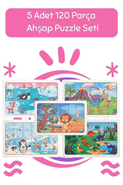 Hopiers Montessori 120 Parça Ahşap Puzzle Seti