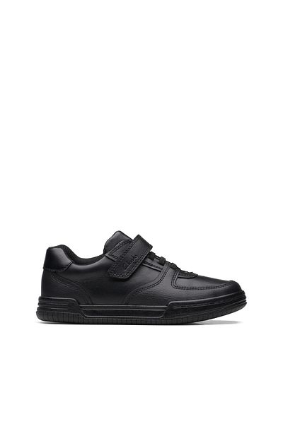 CLARKS Fawn Lay K Black Leather SHOES JUNIOR BOYS