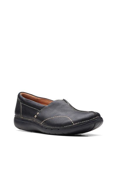 CLARKS Un Loop Stride Black Leather CASUAL WOMEN SHOES