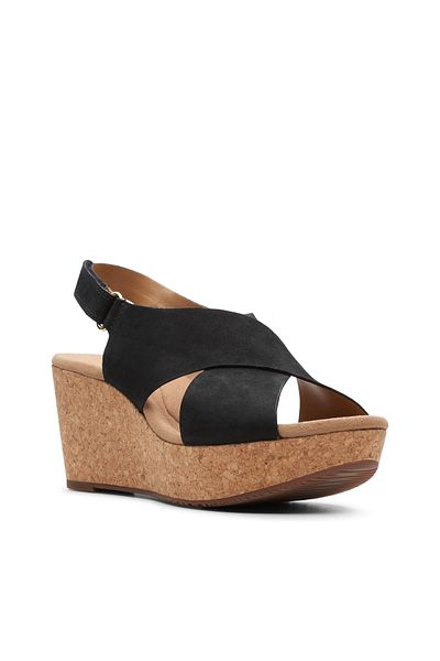 CLARKS Annadel Eirwyn Black Nubuck CASUAL WOMEN SANDALS