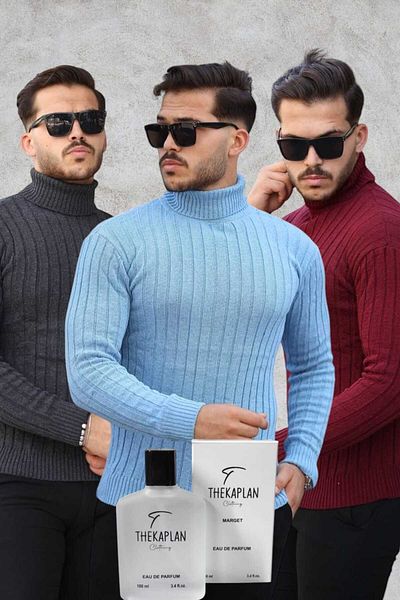 Gameyal Unisex 3-Piece Perfume Gift Knitwear Sweater - Thick Sweater with Turtleneck and Turtleneck
