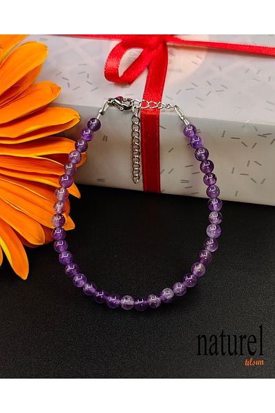 Naturel Tılsım Amethyst 4.5mm Natural Stone Bracelet