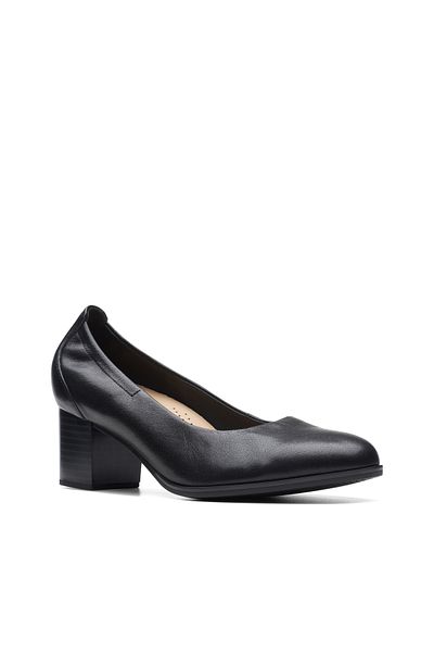 CLARKS Loken Step Black Leather Formal Women Shoes
