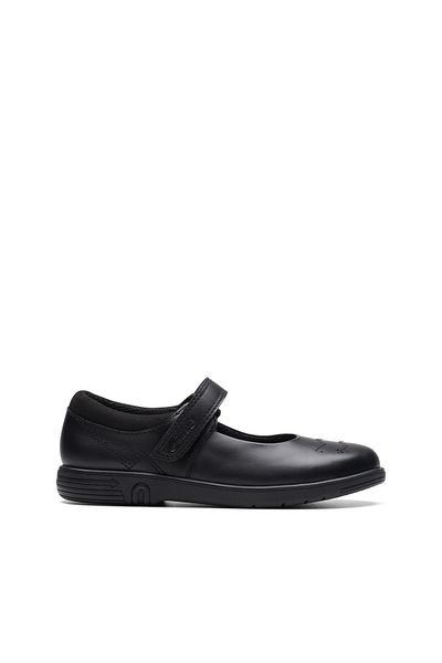 CLARKS Jazzy Jig K. Black Leather SHOES JUNIOR GIRLS