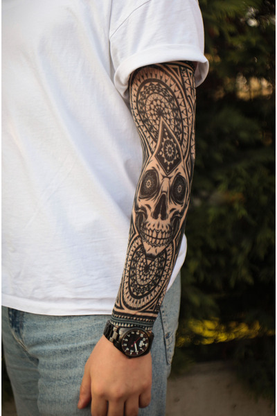 SWANKYSOCKS Giyilebilir Skull Prizma  Kol Dövmesi 3D Baskılı Tattoo