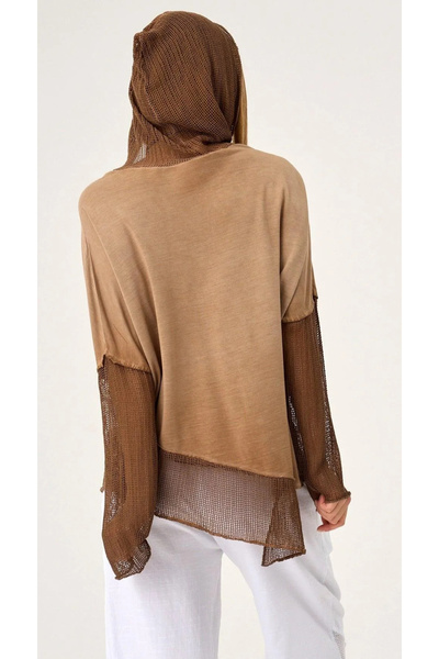 PHUTİ COLLECTION Asymetric Mesh Detailed Bluz