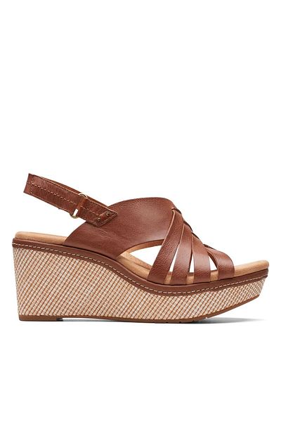 CLARKS Elleri Grace Tan Leather CASUAL WOMEN SANDALS