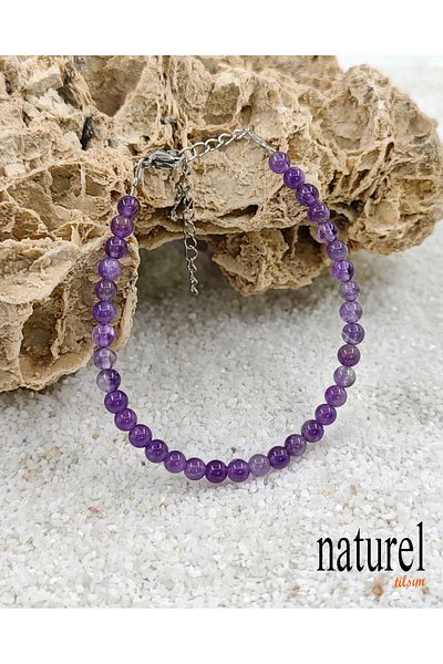 Naturel Tılsım Amethyst 4.5mm Natural Stone Bracelet