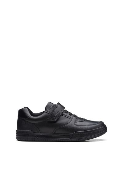 CLARKS Fawn Lay O Black Leather SHOES JUNIOR BOYS