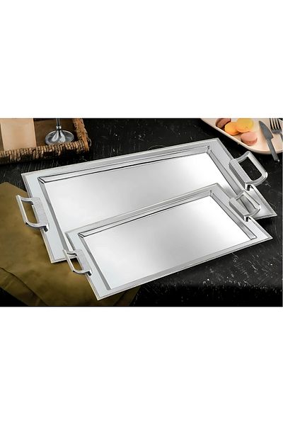 ÖzSa Home Tiamo Mios 2-Piece Catering Tea and Coffee Tray 18/10 Stainless Steel