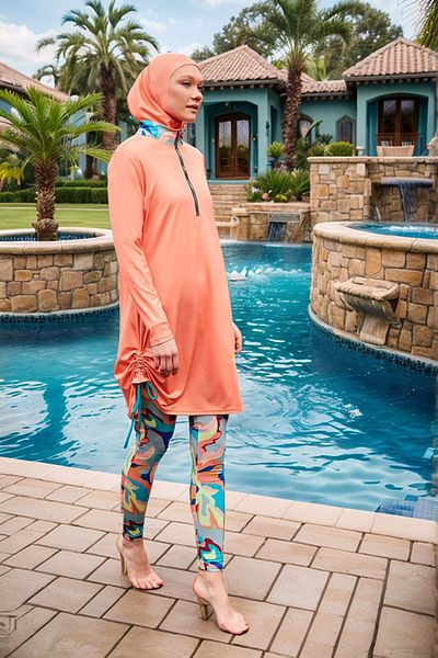 Marina Lycra Powder Full Covered Hijab Swimsuit M2470