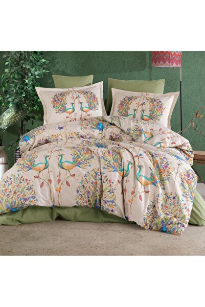 DENİZLİ ÇEYİZ Pavone Green Double Ranforce Bedding Set - Clasy