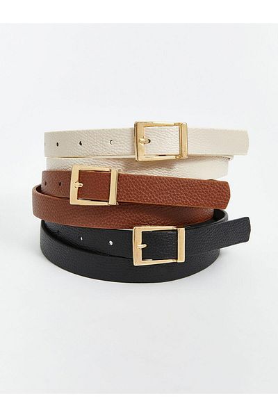 LC Waikiki LCW ACCESSORIES Leather Look Women's Belt 3-Piece