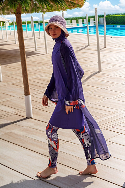 Marina Desenli Mor Kimono Kaftan P2420