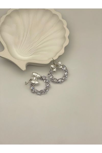 ilvesa shop Vip Zircon Cubic Zirconia Bow Hoop Earrings