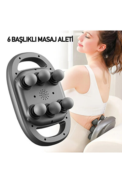 ROBEVE Şarjlı 6 Başlıklı Masaj Aleti Fonksiyonel Masaj Aleti Boyun Masaj Aleti Tüm Vücut Masaj Aleti